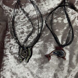 Set of Glass Pendant Necklaces